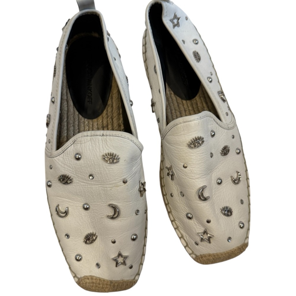 REBECCA MINKOFF Beatriz White Stud Espadrilles size 9.5